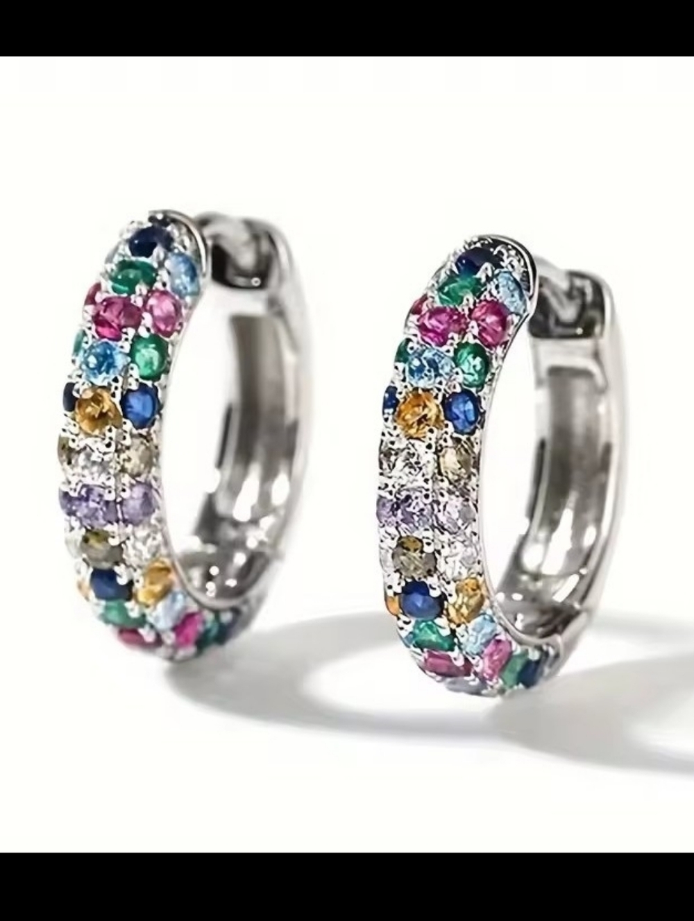 Hoop Earrings Women's Rhinestone Silver Jewelry New G10